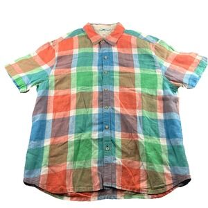 Tommy Bahama Relax Mens XXL 100% Linen Colorblock Short Sleeve Button Up Shirt